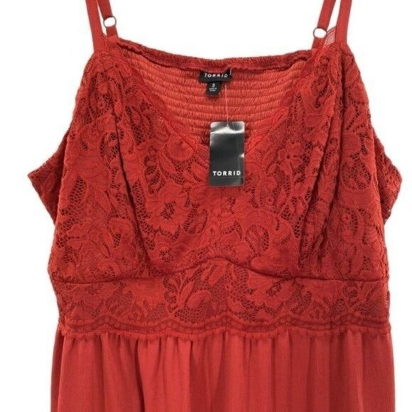 Torrid Babydoll Crinkle Gauze And Lace Tank Top - Picture 8 of 16